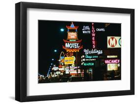 View of Neon Signs on Las Vegas Street-null-Framed Photographic Print