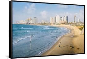 View of Neve Tzedek district skyline and Mediterranean in the evening, Tel Aviv, Israel, Middle Eas-Alexandre Rotenberg-Framed Stretched Canvas