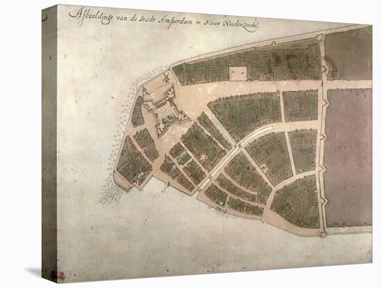 View of New Amsterdam, Costello Plan, 1660-Jacques Cortelyou-Stretched Canvas