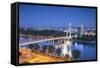 View of New Bridge at Dusk, Bratislava, Slovakia-Ian Trower-Framed Stretched Canvas