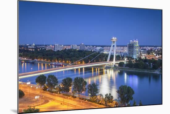 View of New Bridge at Dusk, Bratislava, Slovakia-Ian Trower-Mounted Photographic Print