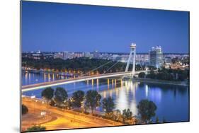 View of New Bridge at Dusk, Bratislava, Slovakia-Ian Trower-Mounted Photographic Print