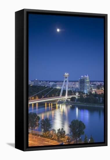 View of New Bridge at Dusk, Bratislava, Slovakia-Ian Trower-Framed Stretched Canvas