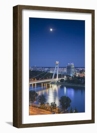 View of New Bridge at Dusk, Bratislava, Slovakia-Ian Trower-Framed Photographic Print