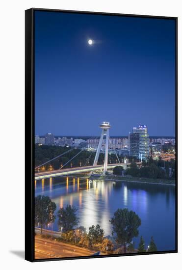 View of New Bridge at Dusk, Bratislava, Slovakia-Ian Trower-Framed Stretched Canvas