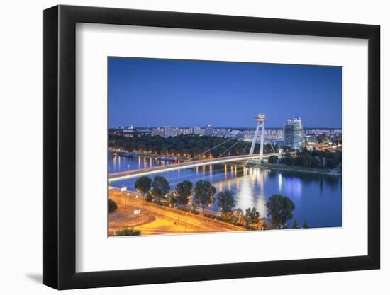 View of New Bridge at Dusk, Bratislava, Slovakia-Ian Trower-Framed Premium Photographic Print