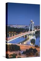 View of New Bridge over the River Danube at Dusk, Bratislava, Slovakia, Europe-Ian Trower-Stretched Canvas