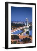 View of New Bridge over the River Danube at Dusk, Bratislava, Slovakia, Europe-Ian Trower-Framed Photographic Print