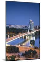 View of New Bridge over the River Danube at Dusk, Bratislava, Slovakia, Europe-Ian Trower-Mounted Photographic Print