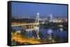 View of New Bridge over the River Danube at Dusk, Bratislava, Slovakia, Europe-Ian Trower-Framed Stretched Canvas