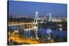View of New Bridge over the River Danube at Dusk, Bratislava, Slovakia, Europe-Ian Trower-Stretched Canvas