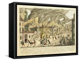 View of New York During the Great Fire of 1776; Representation Du Fue Terrible a Nouvelle York-Franz Xavier Habermann-Framed Stretched Canvas