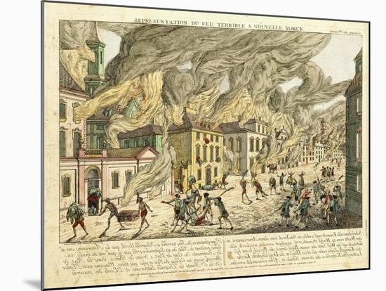 View of New York During the Great Fire of 1776; Representation Du Fue Terrible a Nouvelle York-Franz Xavier Habermann-Mounted Giclee Print