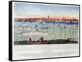 View of New York from Brooklyn Heights in 1848 from 'Old New York-null-Framed Stretched Canvas