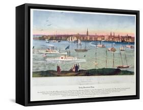 View of New York from Brooklyn Heights in 1848 from 'Old New York-null-Framed Stretched Canvas