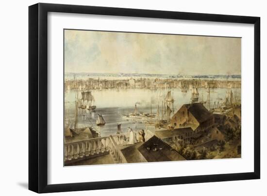 View of New York from Brooklyn Heights-John William Hill-Framed Art Print