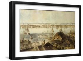View of New York from Brooklyn Heights-John William Hill-Framed Art Print