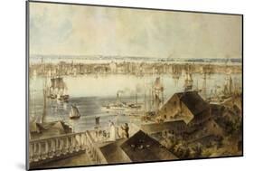 View of New York from Brooklyn Heights-John William Hill-Mounted Art Print