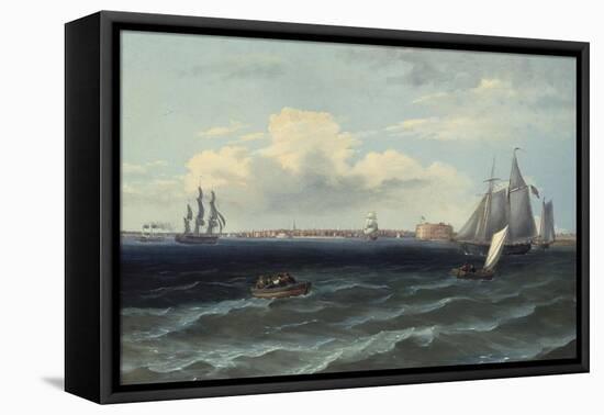 View of New York Harbor-Thomas Birch-Framed Stretched Canvas