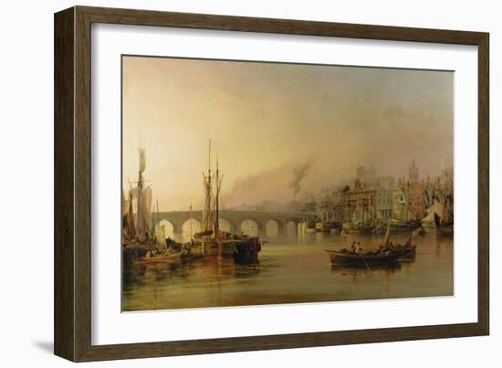 View of Newcastle from the River Tyne, with Shipping in the Foreground, 1831-Thomas Miles Richardson-Framed Giclee Print