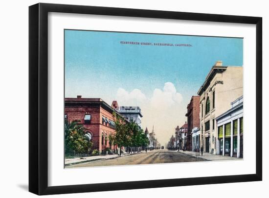 View of Nineteenth Street - Bakersfield, CA-Lantern Press-Framed Art Print