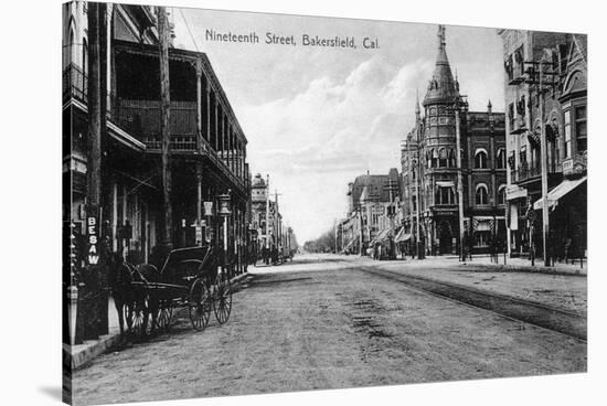 View of Nineteenth Street No. 2 - Bakersfield, CA-Lantern Press-Stretched Canvas