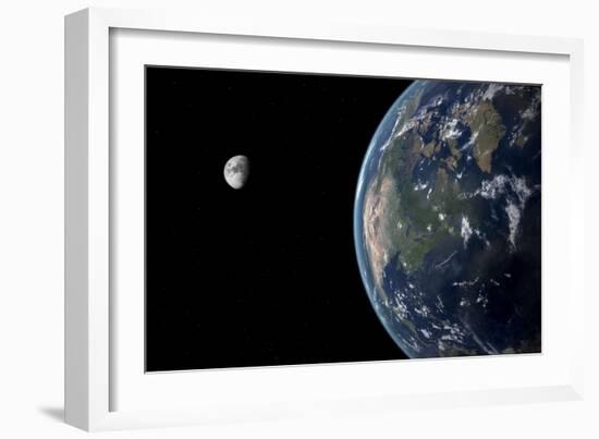 View of North America with Rise in Sea Level 330 Feet Above Average-null-Framed Art Print