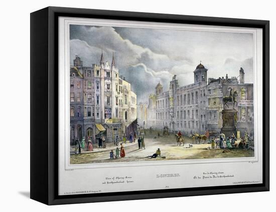 View of Northumberland House and Charing Cross, Westminster, London, 1840-A Legrand-Framed Stretched Canvas