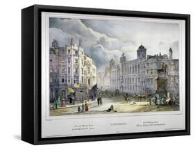 View of Northumberland House and Charing Cross, Westminster, London, 1840-A Legrand-Framed Stretched Canvas