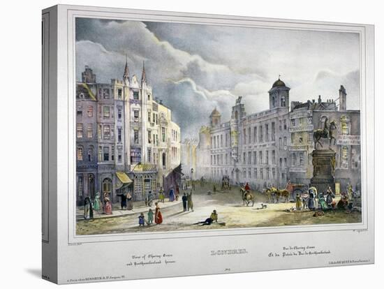 View of Northumberland House and Charing Cross, Westminster, London, 1840-A Legrand-Stretched Canvas