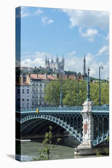 View of Notre Dame de Fourviere, University Bridge, Lyon, France-Jim Engelbrecht-Stretched Canvas