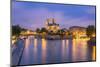 View of Notre Dame De Paris and its Flying Buttresses across the River Seine at Blue Hour, Paris-Aneesh Kothari-Mounted Photographic Print