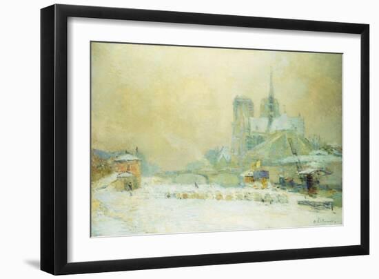 View of Notre Dame, Paris, from the Quai De La Tournelle: Snow Effect; Notre Dame De Paris, Vue…-Albert-Charles Lebourg-Framed Giclee Print