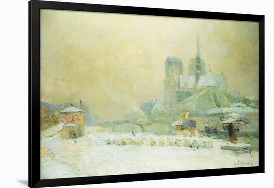 View of Notre Dame, Paris, from the Quai De La Tournelle: Snow Effect; Notre Dame De Paris, Vue…-Albert-Charles Lebourg-Framed Giclee Print