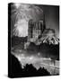 View of Notre Dame under Firework Display-null-Stretched Canvas