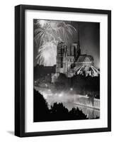 View of Notre Dame under Firework Display-null-Framed Photographic Print