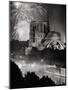 View of Notre Dame under Firework Display-null-Mounted Photographic Print