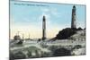 View of Old and New Lighthouse - Cape Henry, VA-Lantern Press-Mounted Art Print