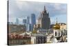 View of old and new skyscrapers, Moscow, Russia, Europe-Miles Ertman-Stretched Canvas