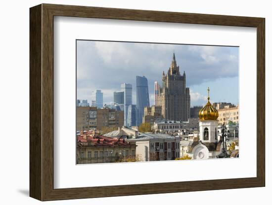 View of old and new skyscrapers, Moscow, Russia, Europe-Miles Ertman-Framed Photographic Print