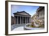 View of Old Pantheon a Circular Building with a Portico of Granite Corinthian Columns and Fountains-Roberto Moiola-Framed Photographic Print