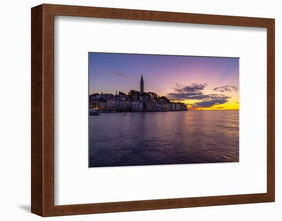 View of Old Town and Cathedral of St. Euphemia after sunset, Rovinj, Istria, Croatia-Frank Fell-Framed Photographic Print