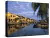 View of Old Town and Fishing Boats Along Thu Bon River, Hoi An, UNESCO World Heritage Site, South C-Stuart Black-Stretched Canvas