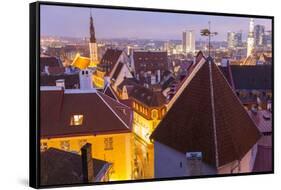 View of Old Town at Dusk, from Toompea, Tallinn, Estonia-Peter Adams-Framed Stretched Canvas