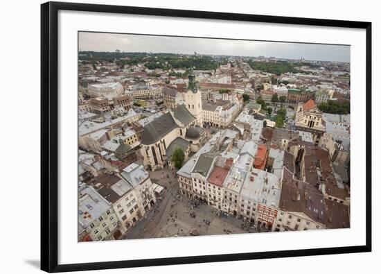 View of old town from top of City Hall Tower, UNESCO World Heritage Site, Lviv, Ukraine, Europe-Jeremy Bright-Framed Photographic Print