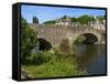 View of Old Town Houses and Old Bridge over Rance River, Dinan, Cotes D'Armor, Brittany, France-Guy Thouvenin-Framed Stretched Canvas