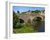 View of Old Town Houses and Old Bridge over Rance River, Dinan, Cotes D'Armor, Brittany, France-Guy Thouvenin-Framed Photographic Print