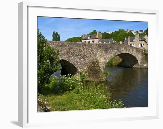 View of Old Town Houses and Old Bridge over Rance River, Dinan, Cotes D'Armor, Brittany, France-Guy Thouvenin-Framed Photographic Print