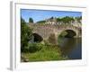 View of Old Town Houses and Old Bridge over Rance River, Dinan, Cotes D'Armor, Brittany, France-Guy Thouvenin-Framed Photographic Print