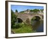 View of Old Town Houses and Old Bridge over Rance River, Dinan, Cotes D'Armor, Brittany, France-Guy Thouvenin-Framed Photographic Print